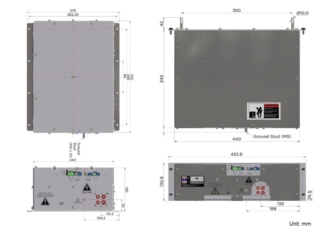 Mechanical Drawing - Advanced Energy / HiTek EG353 Power Supplies